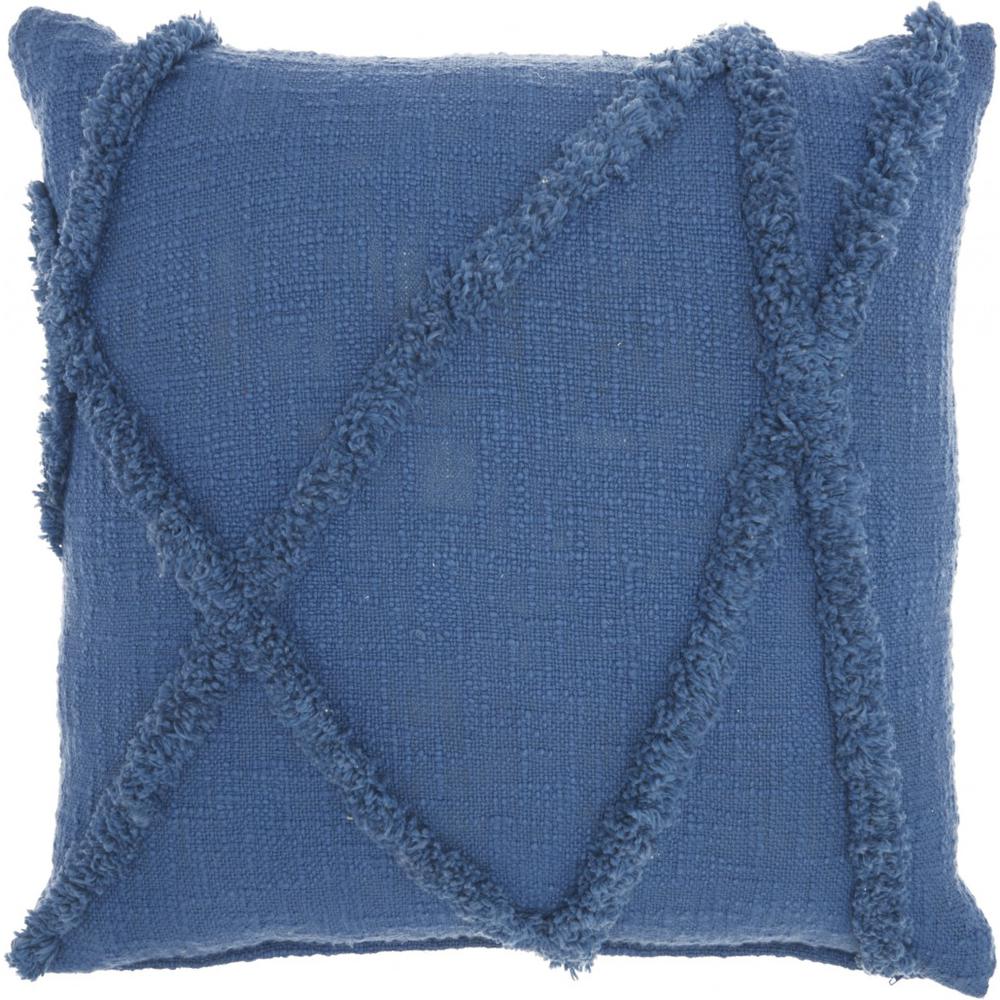 Boho Chic Blue Textured Lines Throw Pillow - 386301. Picture 1