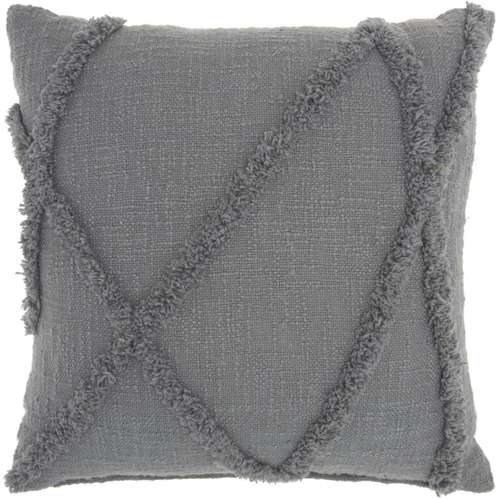 Boho Chic Gray Textured Lines Throw Pillow - 386307. Picture 1