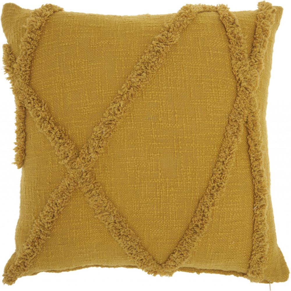 Boho Chic Mustard Textured Lines Throw Pillow - 386310. Picture 1