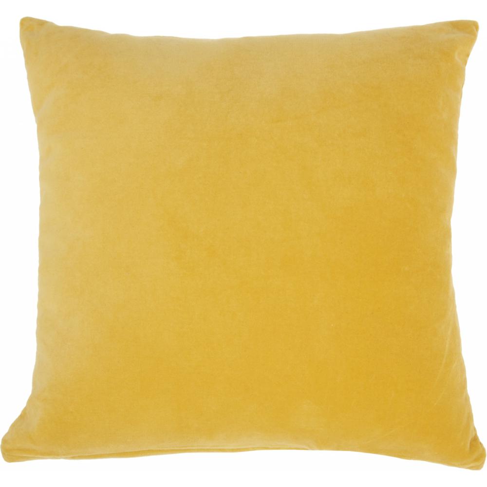 Yellow Velvet Modern Throw Pillow - 386360. Picture 1