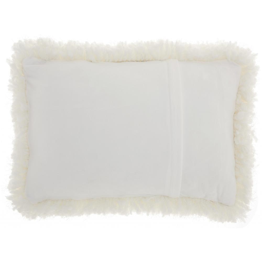 White Knubby Plush Lumbar Throw Pillow - 386400. Picture 2