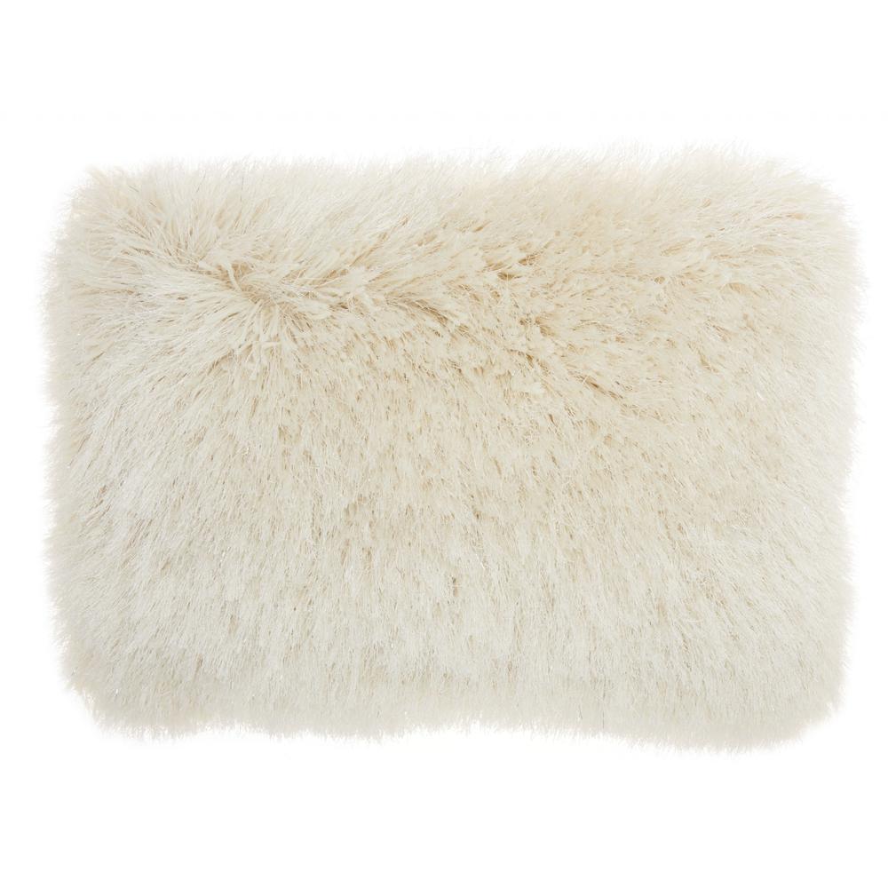 Cream Super Shaggy Throw Pillow - 386408. Picture 1