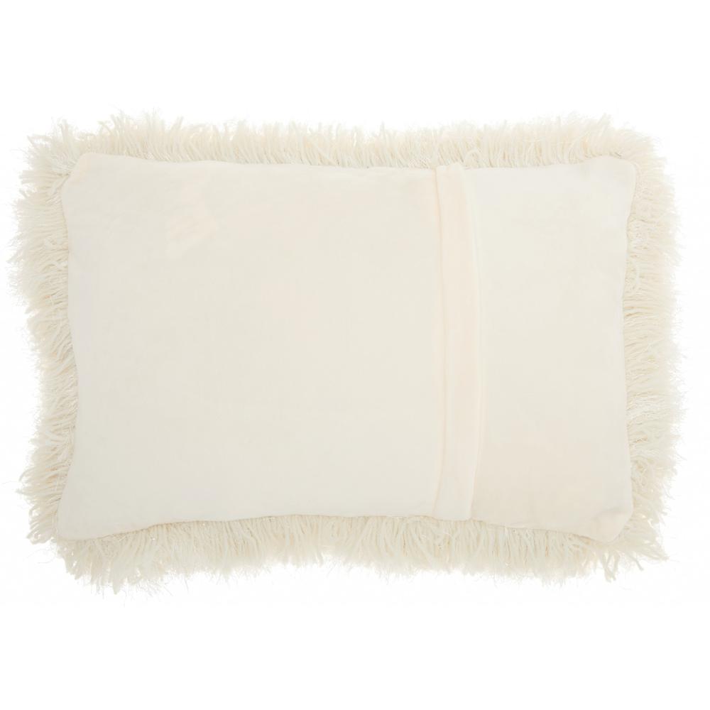 Cream Super Shaggy Throw Pillow - 386408. Picture 2