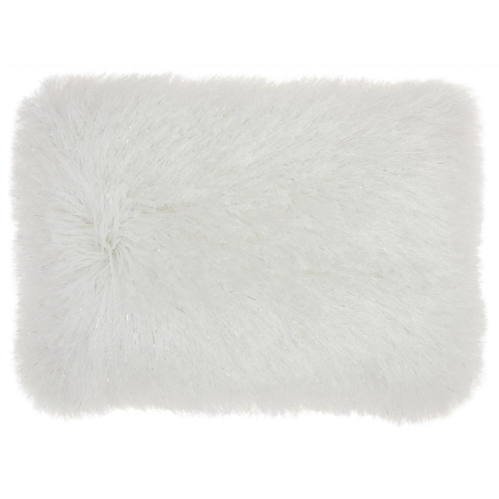 White Super Shaggy  Throw Pillow - 386416. Picture 1