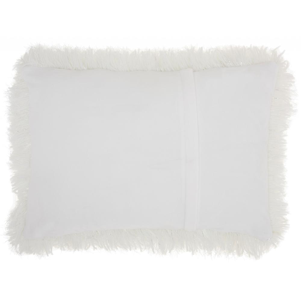 White Super Shaggy  Throw Pillow - 386416. Picture 2