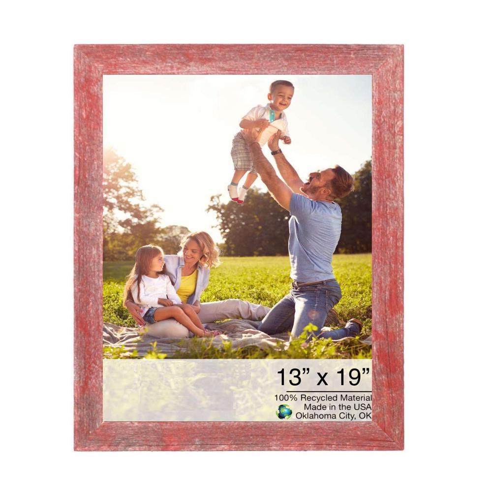 13” x 19” Rustic Farmhouse Red Wood Frame - 386514. Picture 1
