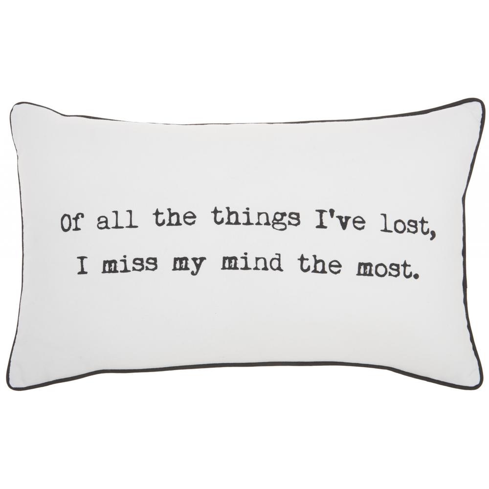 Black and White I Miss My Mind Throw Pillow - 386663. Picture 1