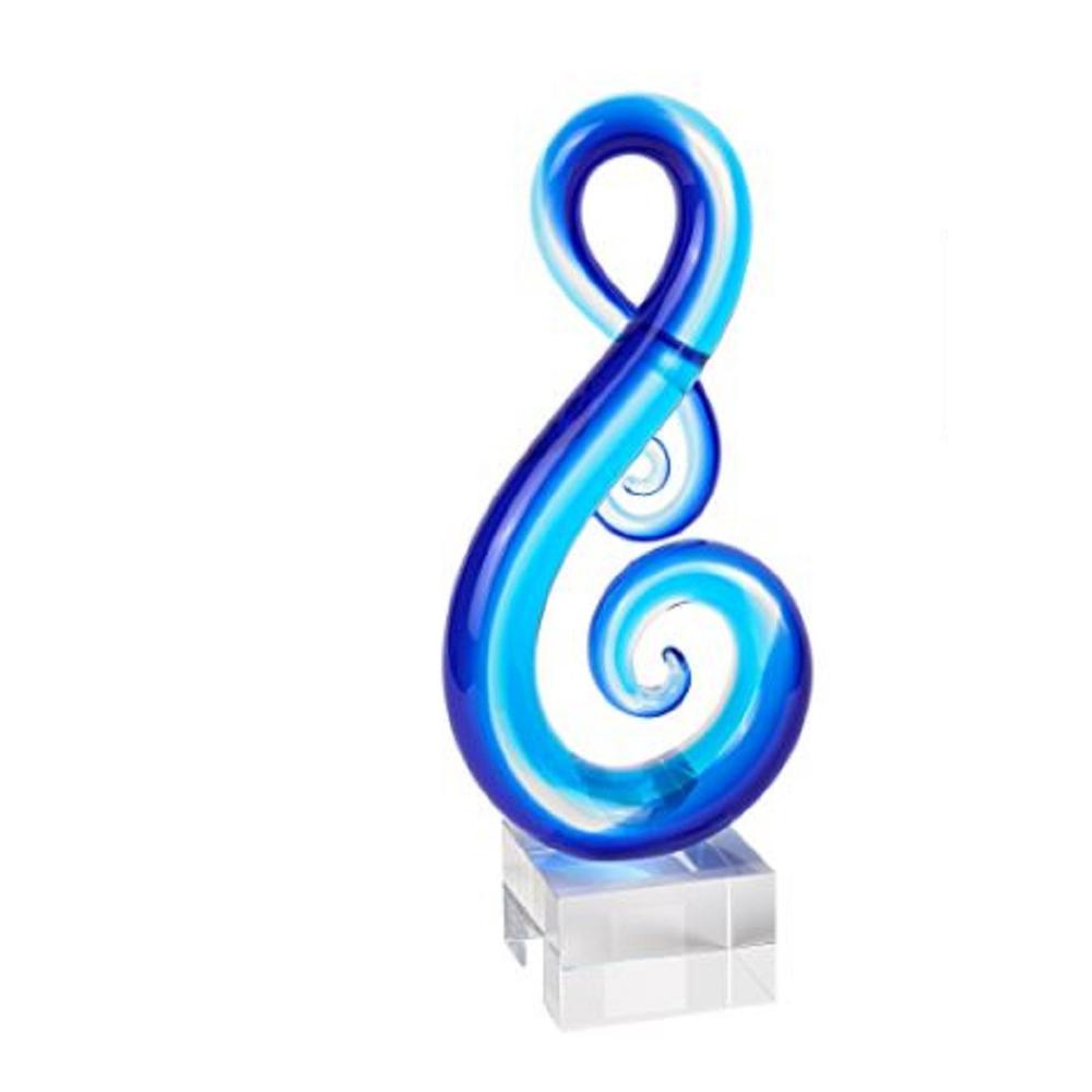 Stylish Light Blue Musical Clef Glass Sculpture - 386756. Picture 1