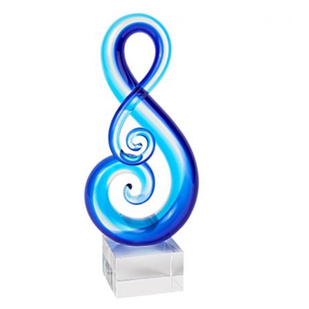 Stylish Light Blue Musical Clef Glass Sculpture - 386756. Picture 2