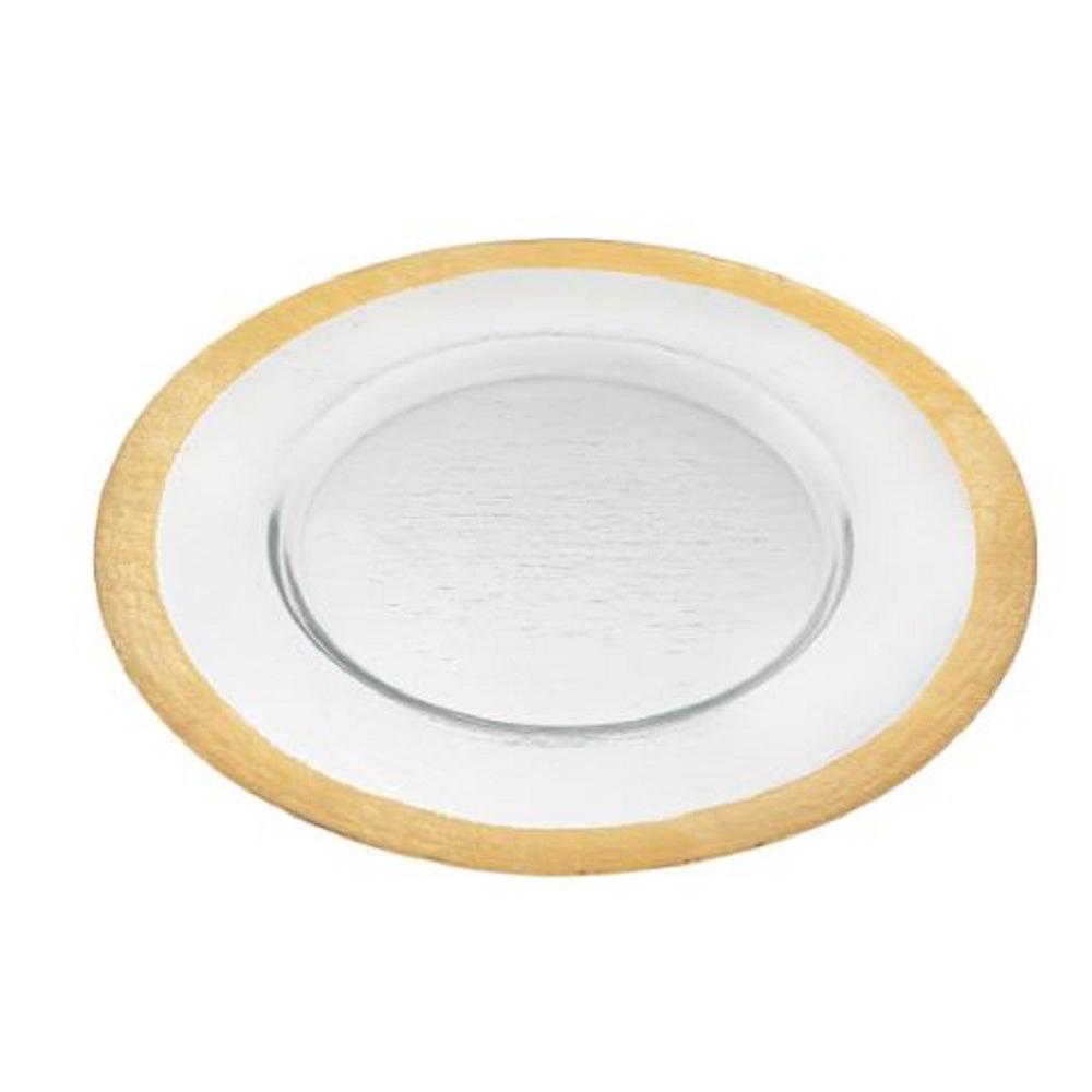 Round Gold Border Glass Charger Plate - 386761. Picture 1