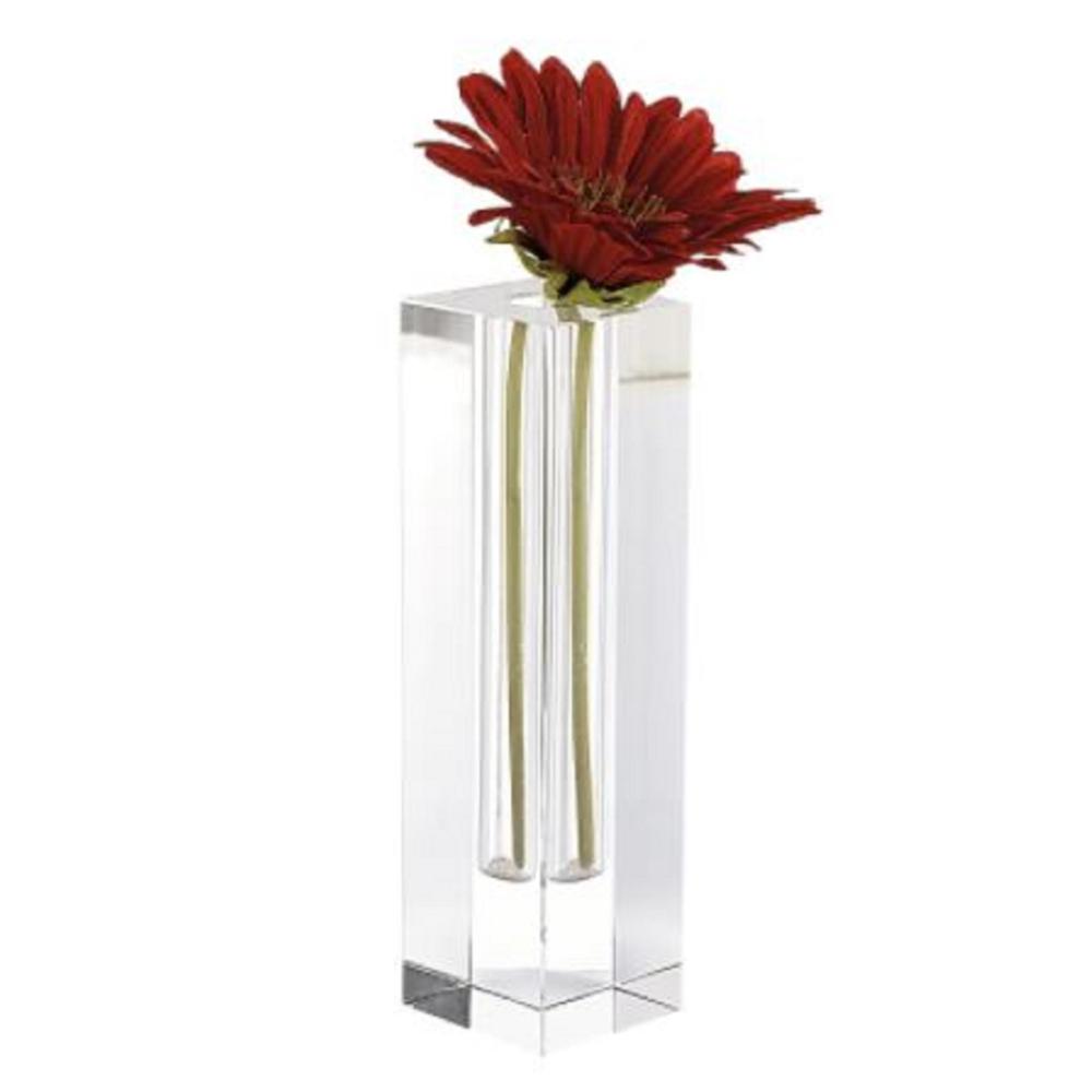 Modern Clear Tall Block Optical Crystal Vase - 386775. Picture 1