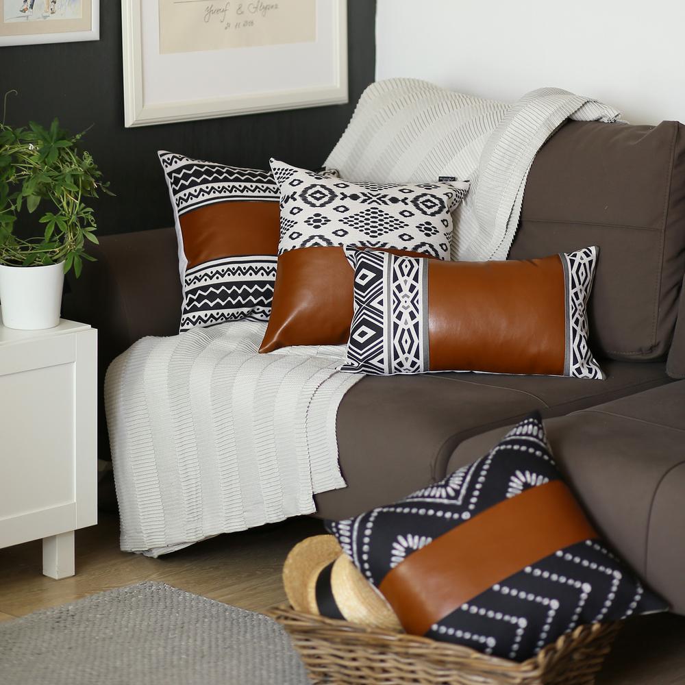 Decorative Vegan Faux Leather Throw Pillows Set of 2 - 17x17 - Brown