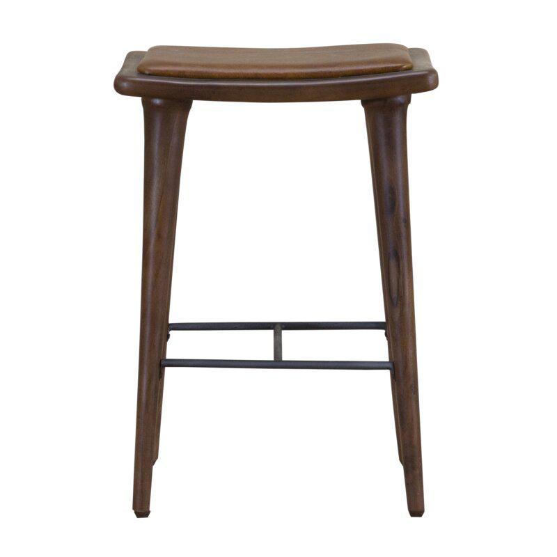 Walnut Finish Leather Counter Stool - 386832. Picture 3