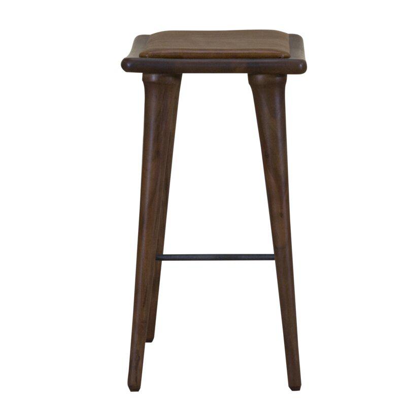 Walnut Finish Leather Counter Stool - 386832. Picture 4