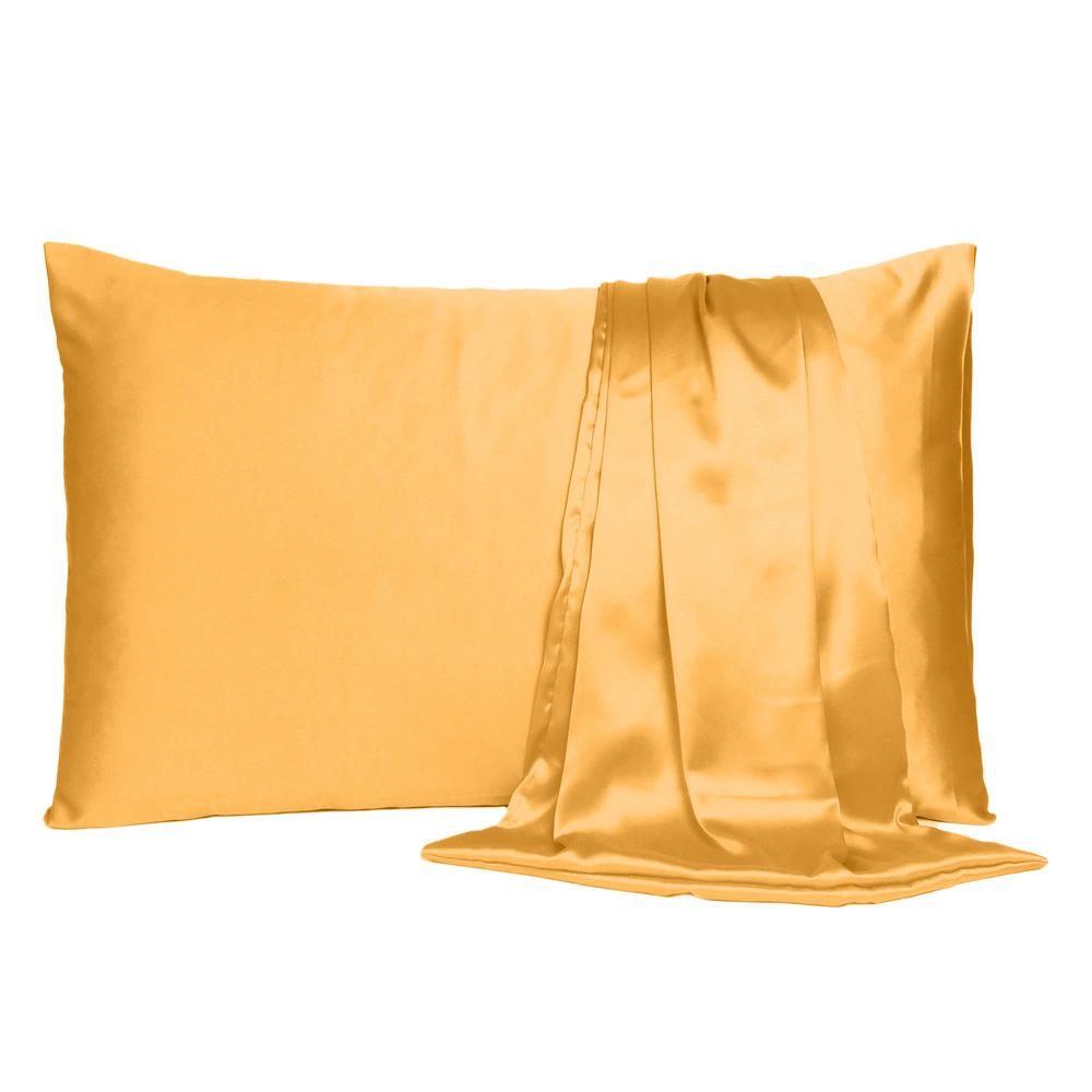 Apricot Dreamy Set of 2 Silky Satin King Pillowcases - 387833. Picture 2