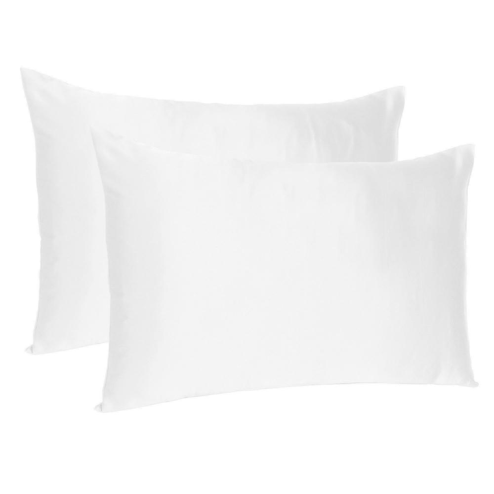 White Dreamy Set of 2 Silky Satin King Pillowcases - 387835. Picture 1
