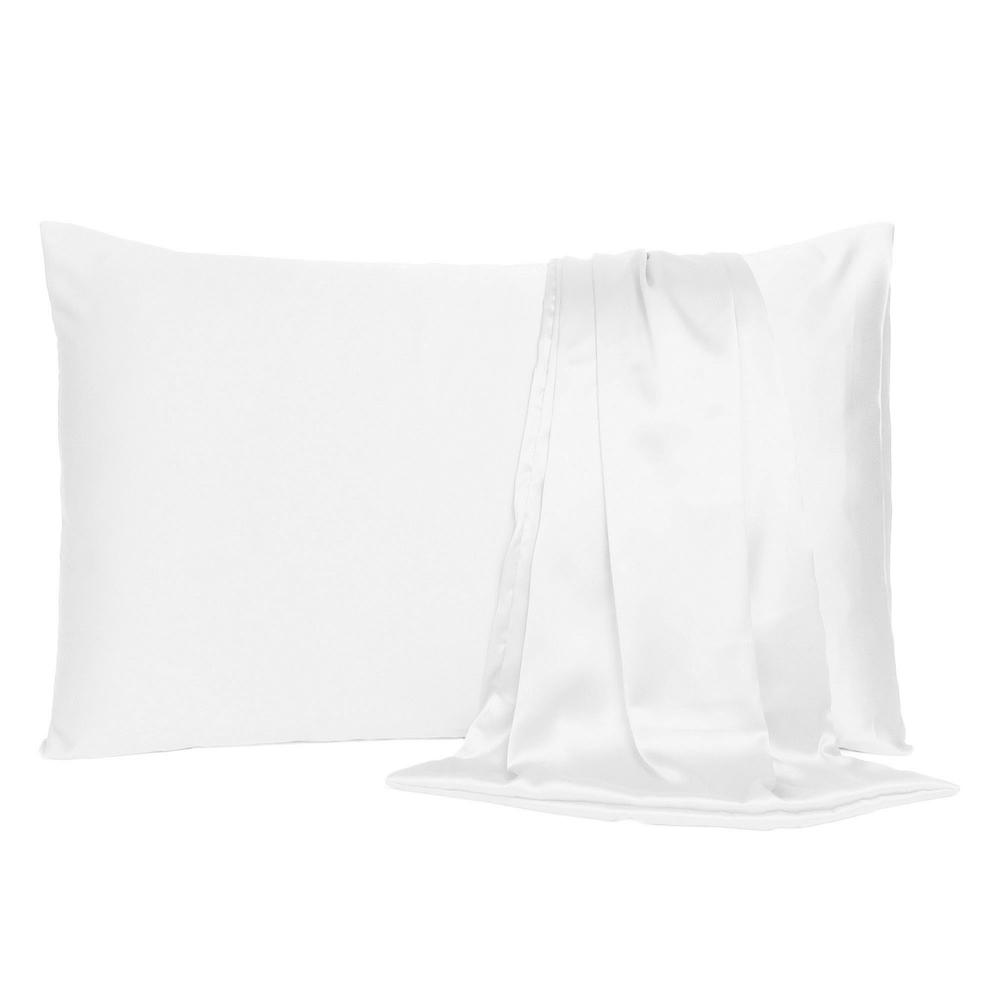 White Dreamy Set of 2 Silky Satin King Pillowcases - 387835. Picture 2