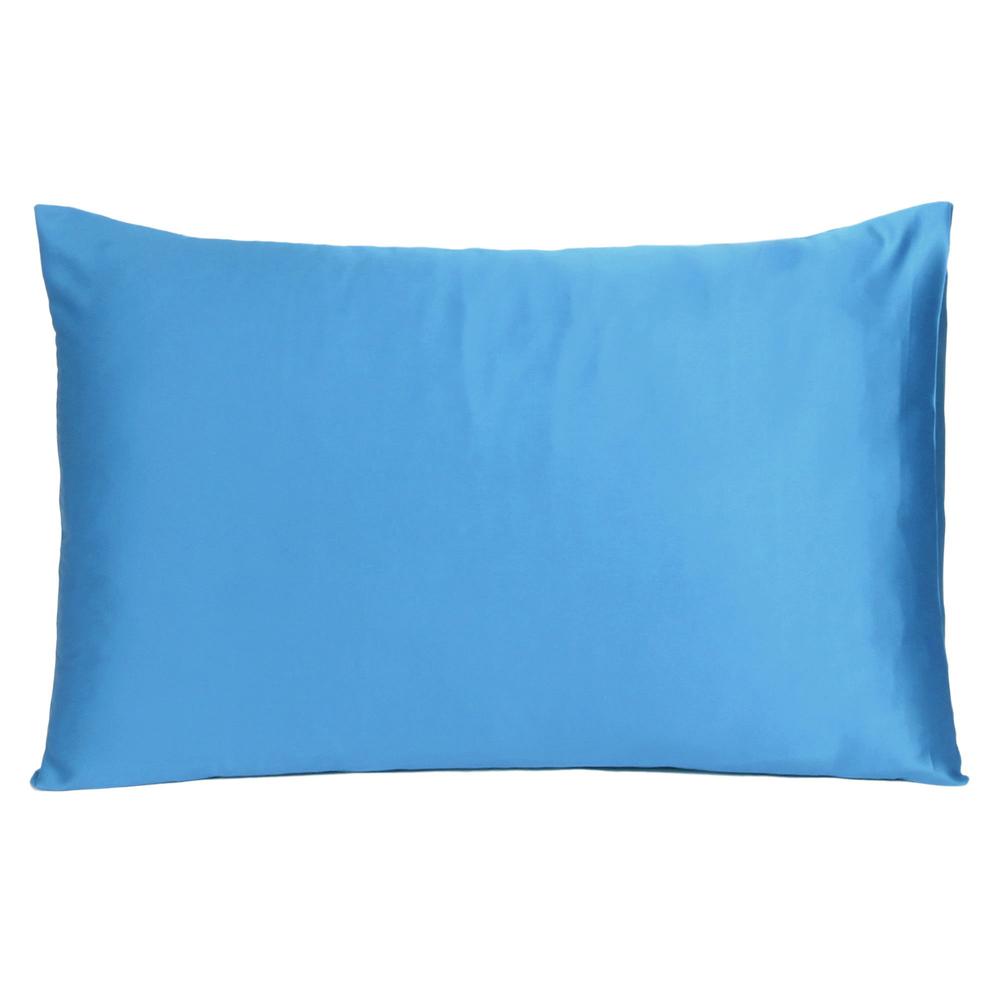 Bright Blue Dreamy Set of 2 Silky Satin King Pillowcases - 387844. Picture 3