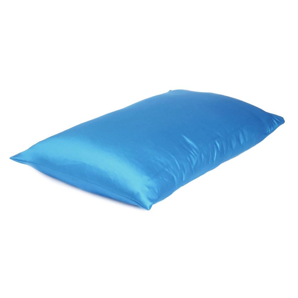 Bright Blue Dreamy Set of 2 Silky Satin King Pillowcases - 387844. Picture 4