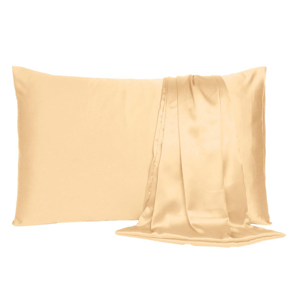 Pale Peach Dreamy Set of 2 Silky Satin King Pillowcases - 387846. Picture 2