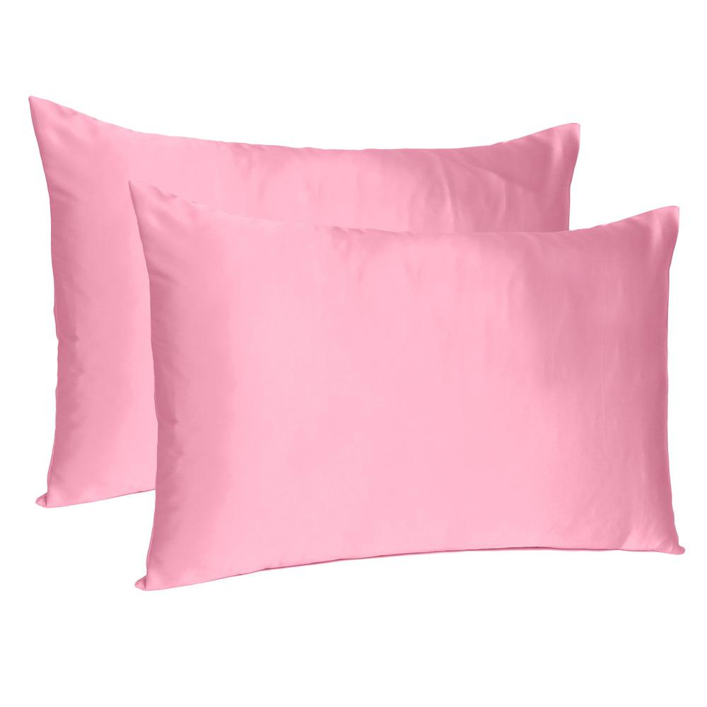 Pink Rose Dreamy Set of 2 Silky Satin King Pillowcases - 387847. Picture 1
