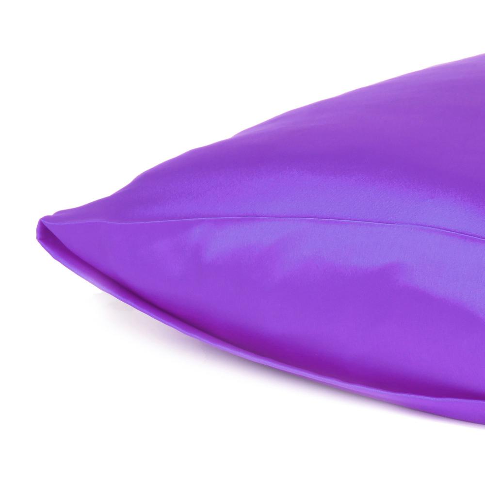 Bright Purple Dreamy Set of 2 Silky Satin King Pillowcases - 387850. Picture 5