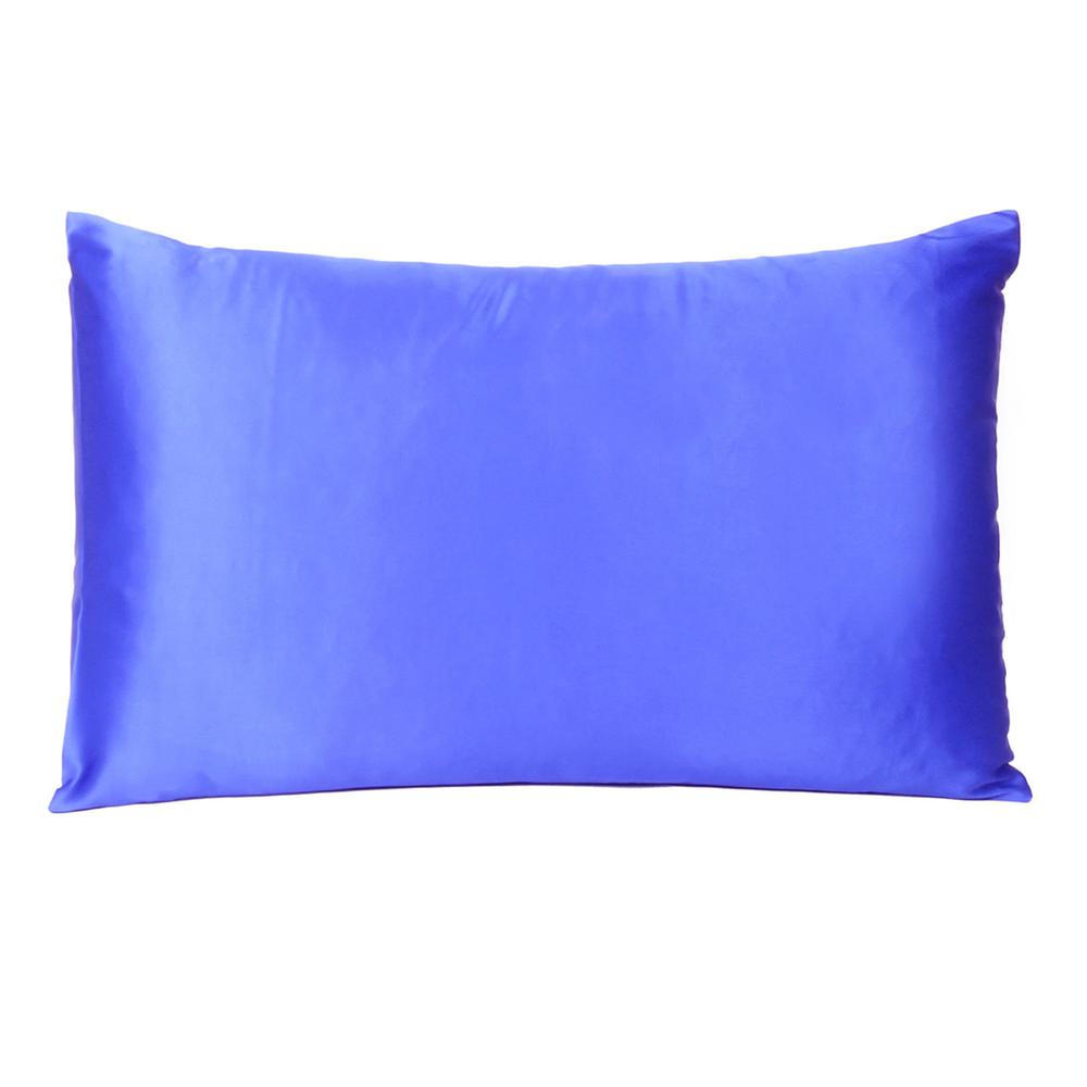 Royal Blue Dreamy Set of 2 Silky Satin King Pillowcases - 387851. Picture 3