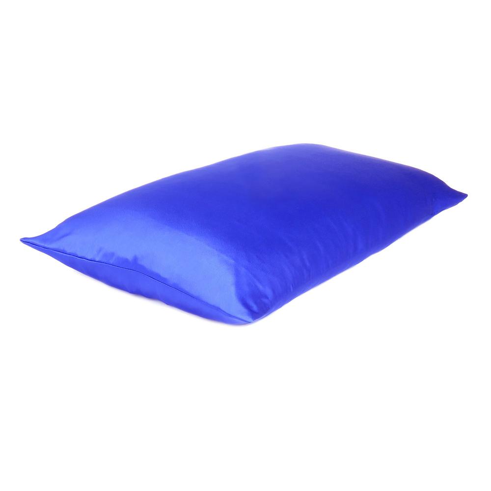 Royal Blue Dreamy Set of 2 Silky Satin King Pillowcases - 387851. Picture 4