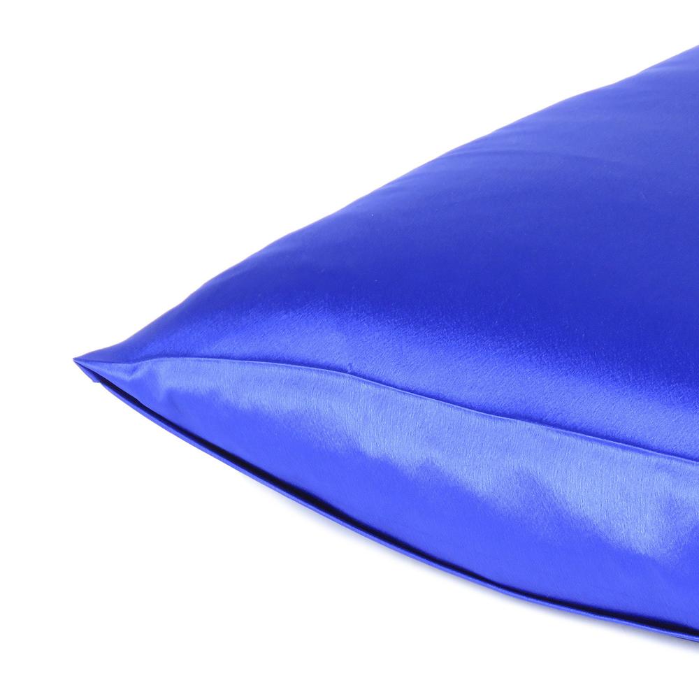 Royal Blue Dreamy Set of 2 Silky Satin King Pillowcases - 387851. Picture 5