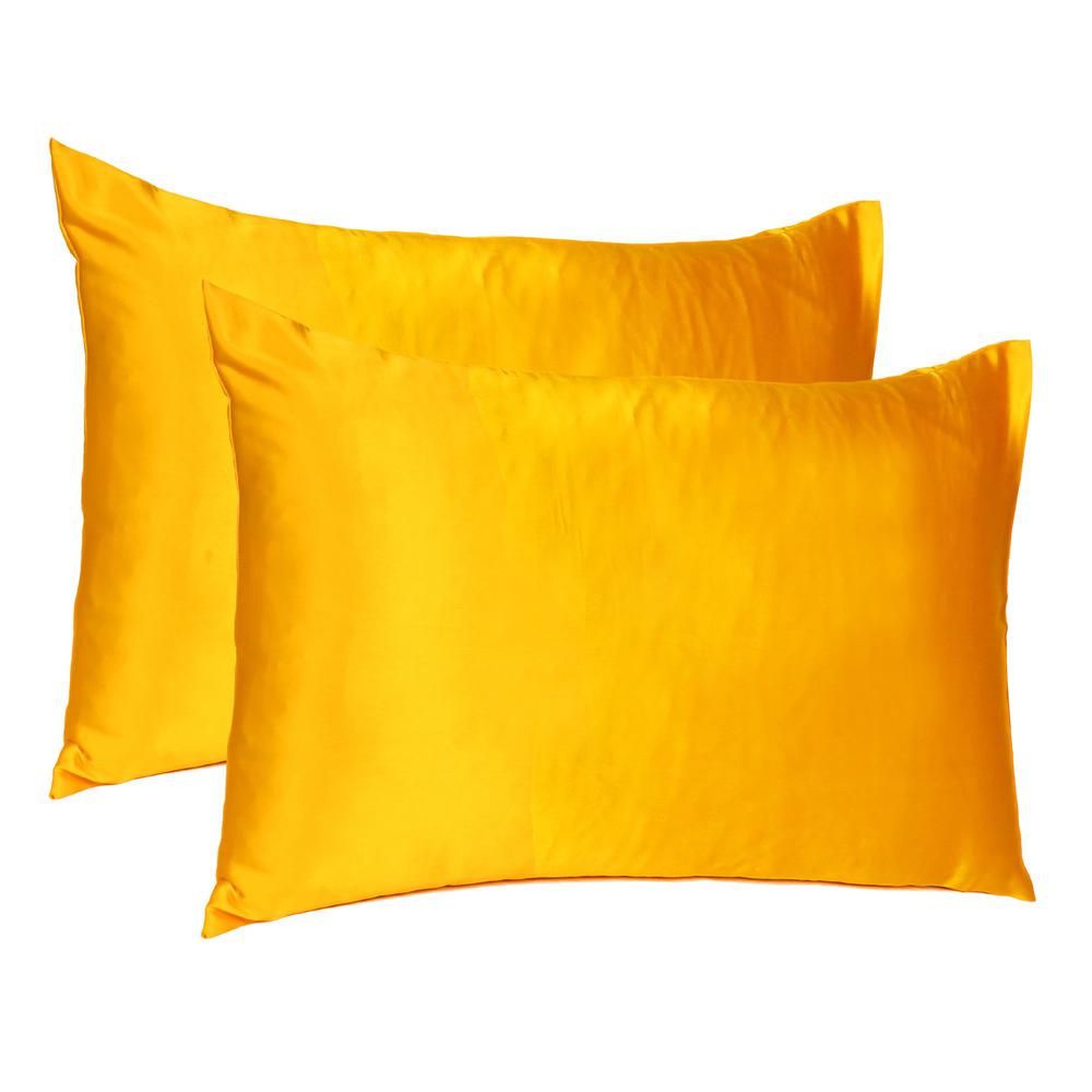 Goldenrod Dreamy Set of 2 Silky Satin King Pillowcases - 387855. Picture 1