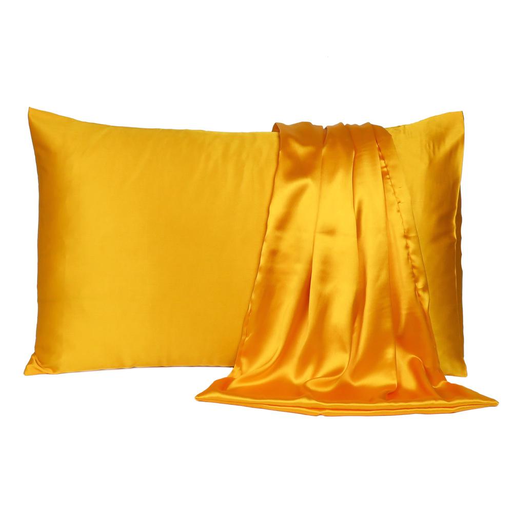 Goldenrod Dreamy Set of 2 Silky Satin King Pillowcases - 387855. Picture 2