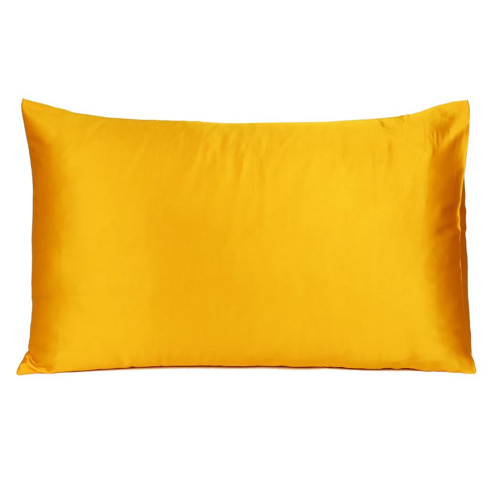 Goldenrod Dreamy Set of 2 Silky Satin King Pillowcases - 387855. Picture 3