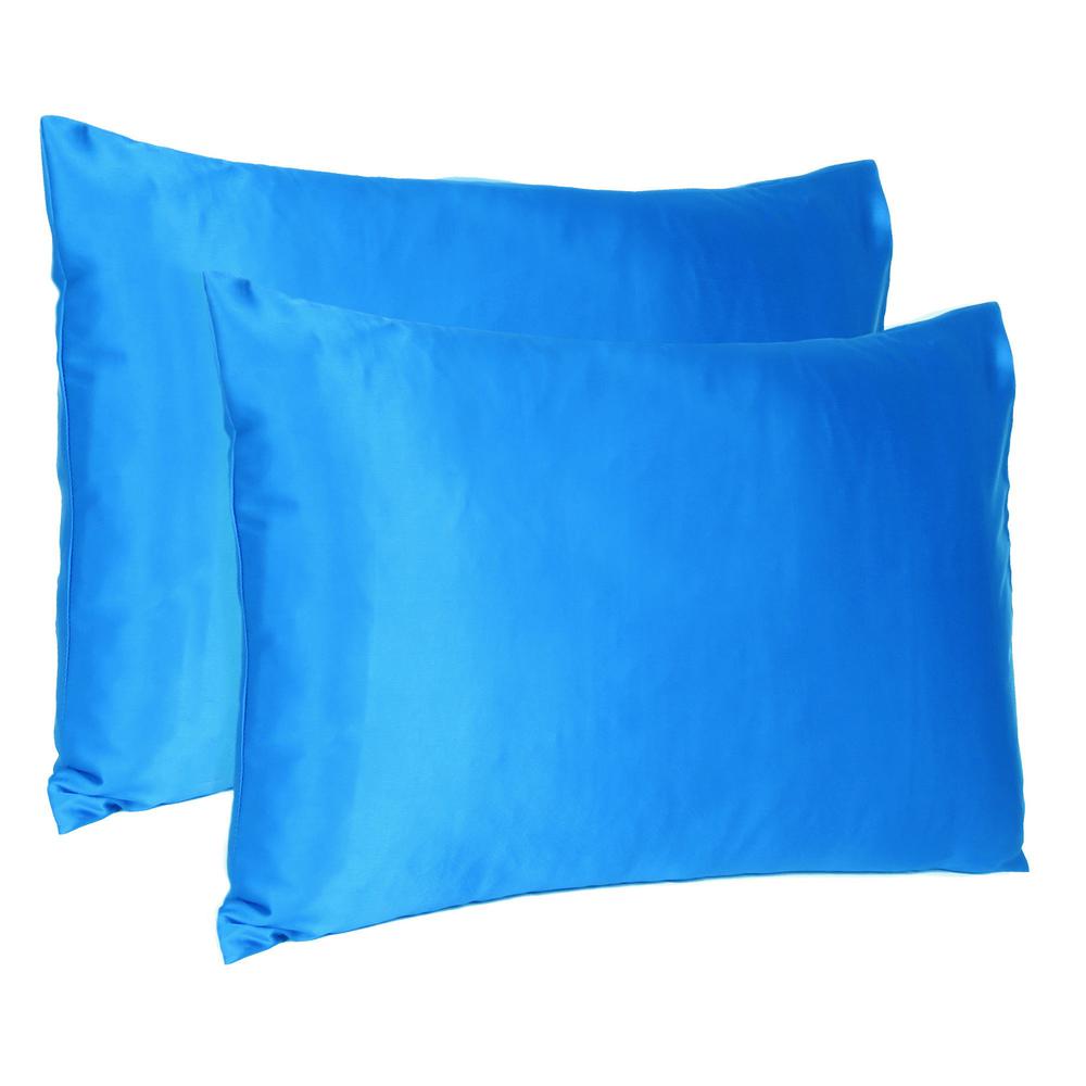 Blue Dreamy Set of 2 Silky Satin Standard Pillowcases - 387857. Picture 1