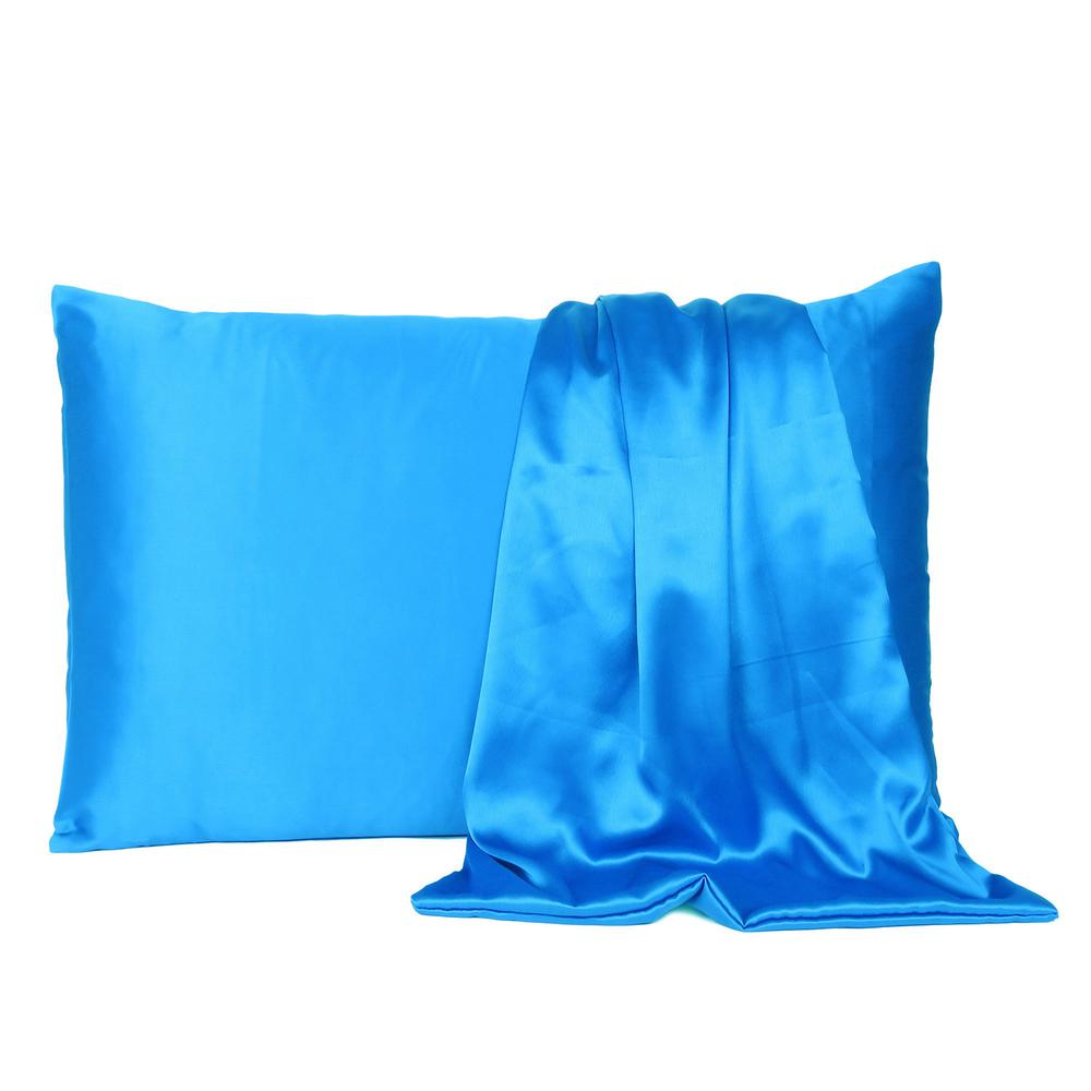 Blue Dreamy Set of 2 Silky Satin Standard Pillowcases - 387857. Picture 2