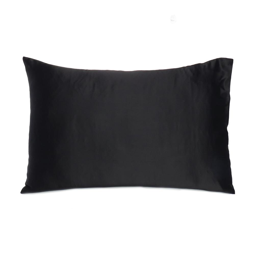 Black Dreamy Set of 2 Silky Satin Standard Pillowcases - 387859. Picture 3