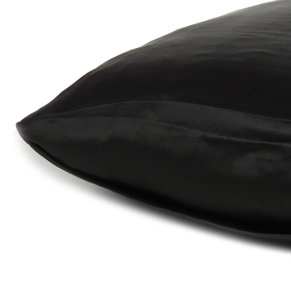 Black Dreamy Set of 2 Silky Satin Standard Pillowcases - 387859. Picture 5