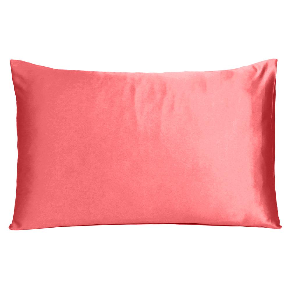 Coral Dreamy Set of 2 Silky Satin Standard Pillowcases - 387863. Picture 3