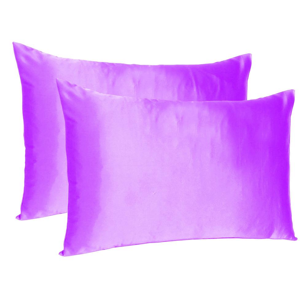 Violet Dreamy Set of 2 Silky Satin Standard Pillowcases - 387866. Picture 1