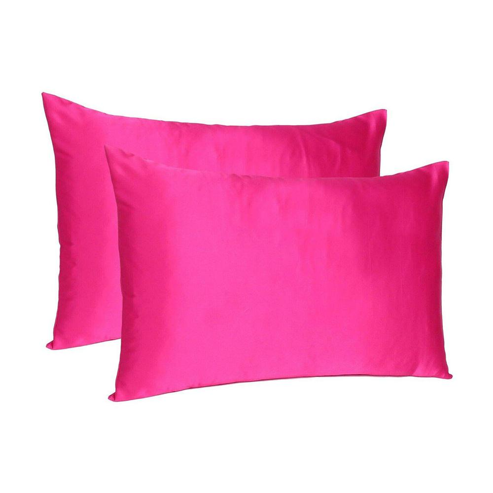 Fuchsia Dreamy Set of 2 Silky Satin Standard Pillowcases - 387876. Picture 1