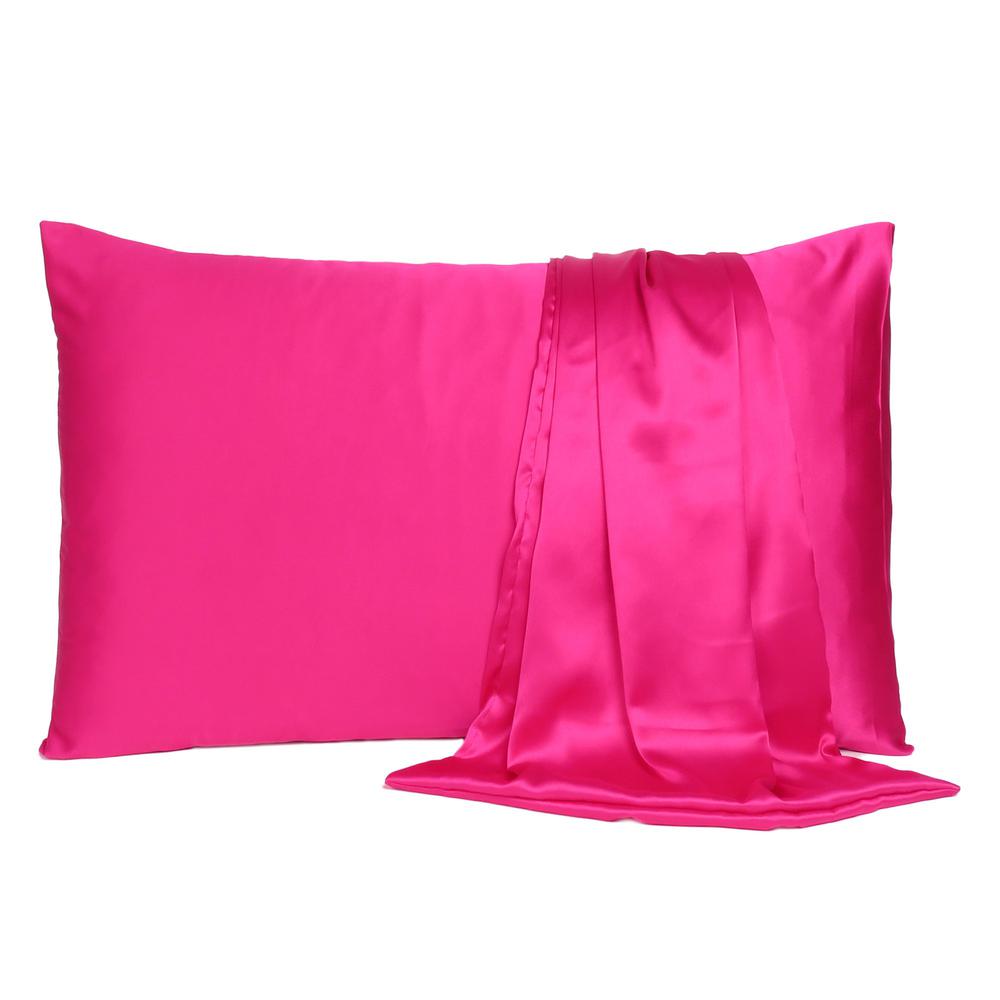 Fuchsia Dreamy Set of 2 Silky Satin Standard Pillowcases - 387876. Picture 2