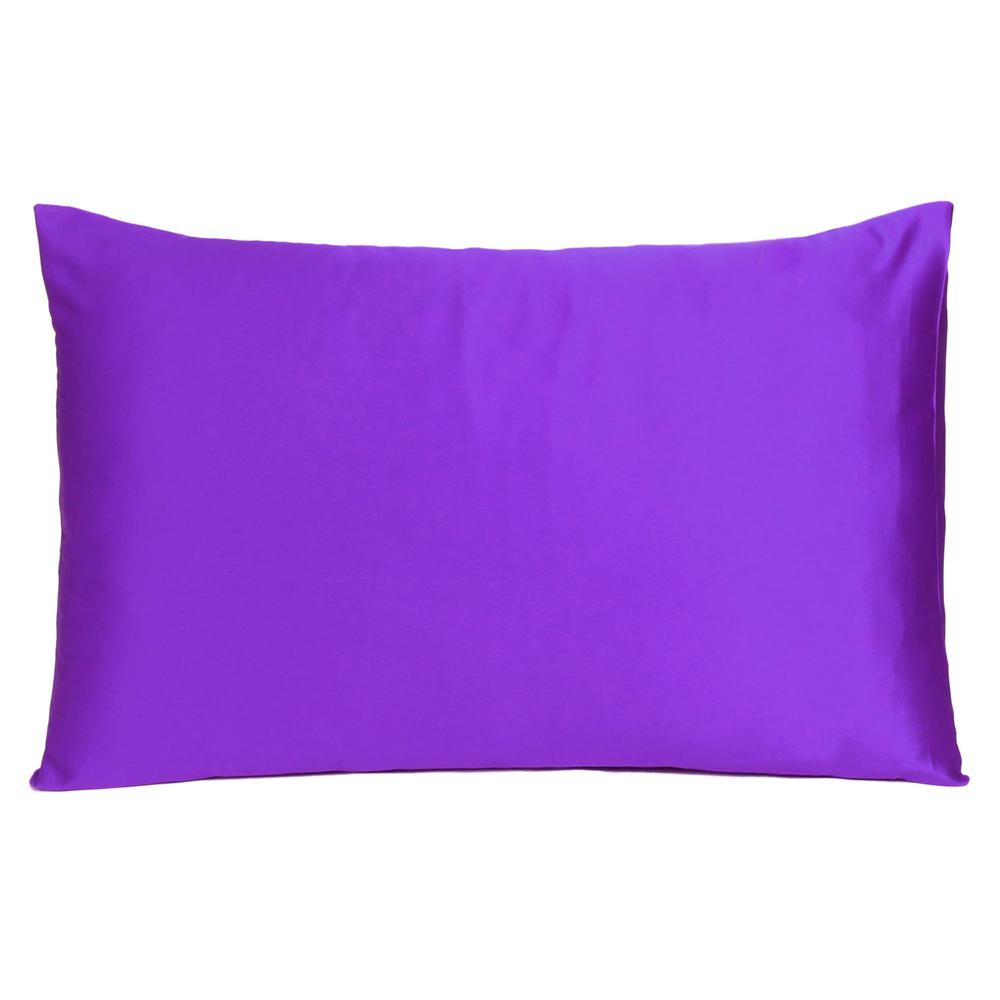 Bright Purple Dreamy Set of 2 Silky Satin Standard Pillowcases - 387878. Picture 3