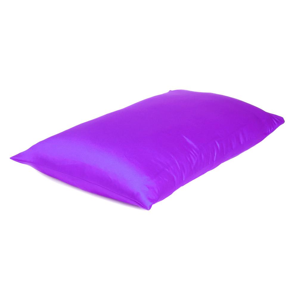 Bright Purple Dreamy Set of 2 Silky Satin Standard Pillowcases - 387878. Picture 4
