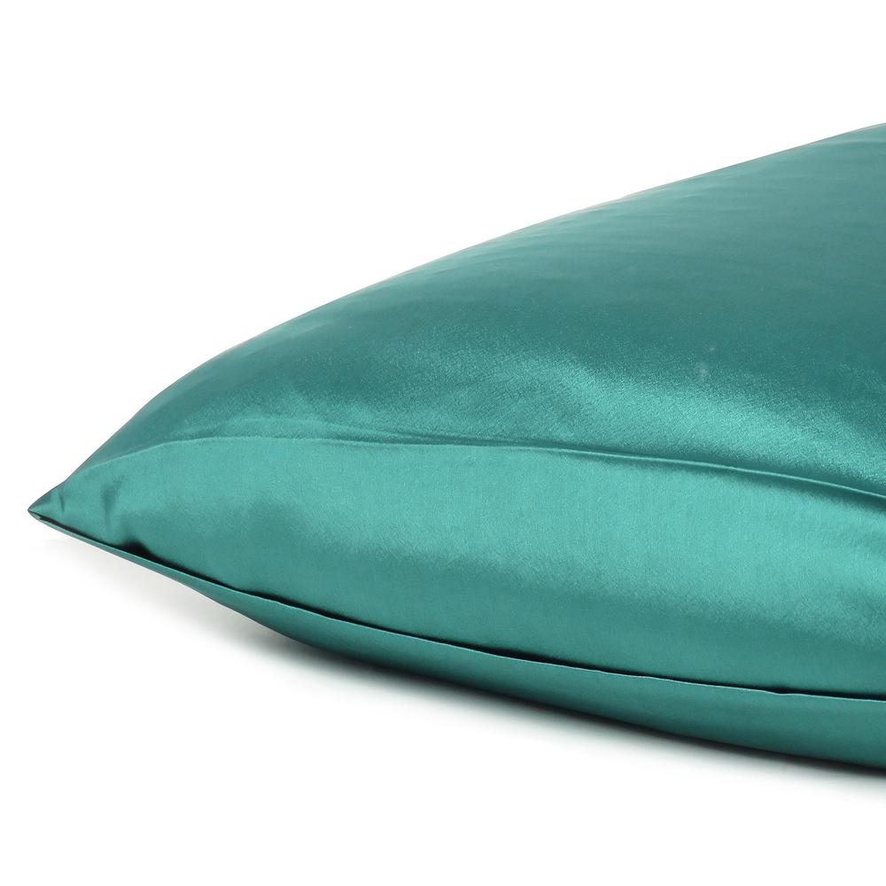 Teal Dreamy Set of 2 Silky Satin Standard Pillowcases - 387881. Picture 5