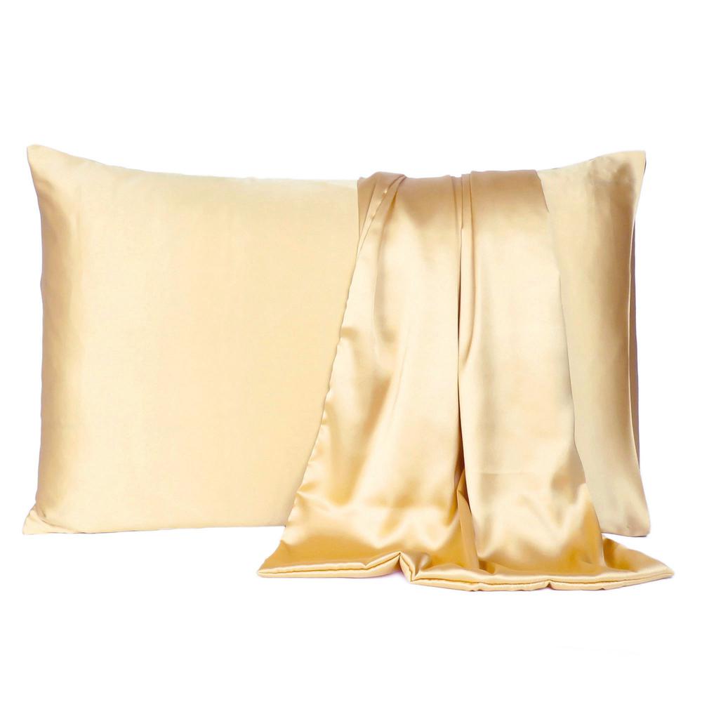 Pale Yellow Dreamy Set of 2 Silky Satin Queen Pillowcases - 387889. Picture 2