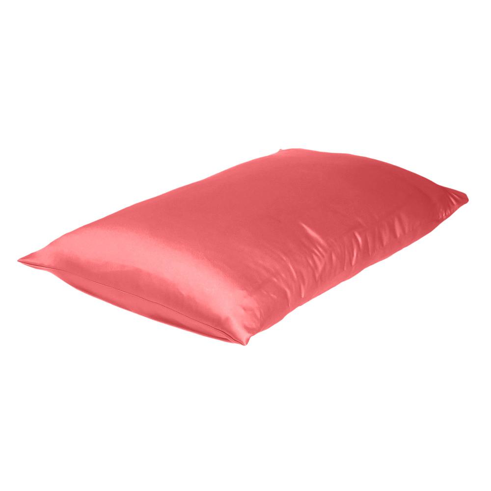 Coral Dreamy Set of 2 Silky Satin Queen Pillowcases - 387892. Picture 4