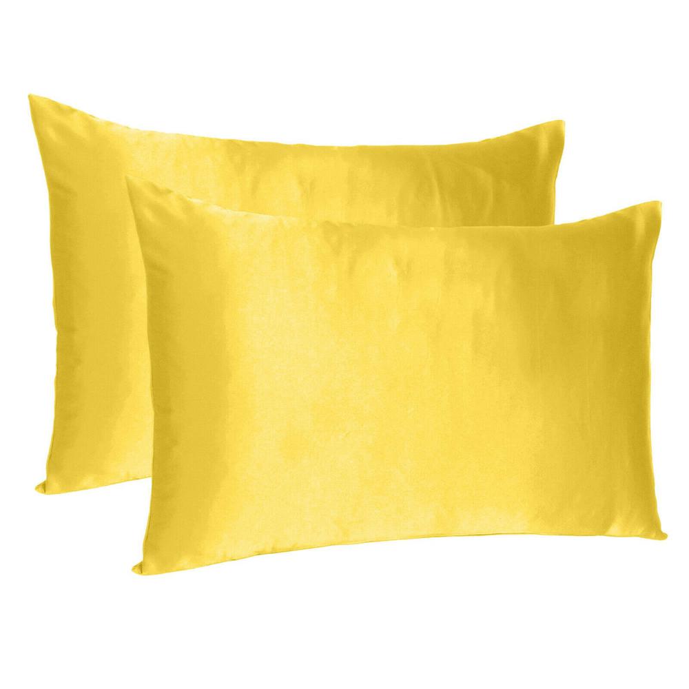 Lemon Dreamy Set of 2 Silky Satin Queen Pillowcases - 387896. Picture 1