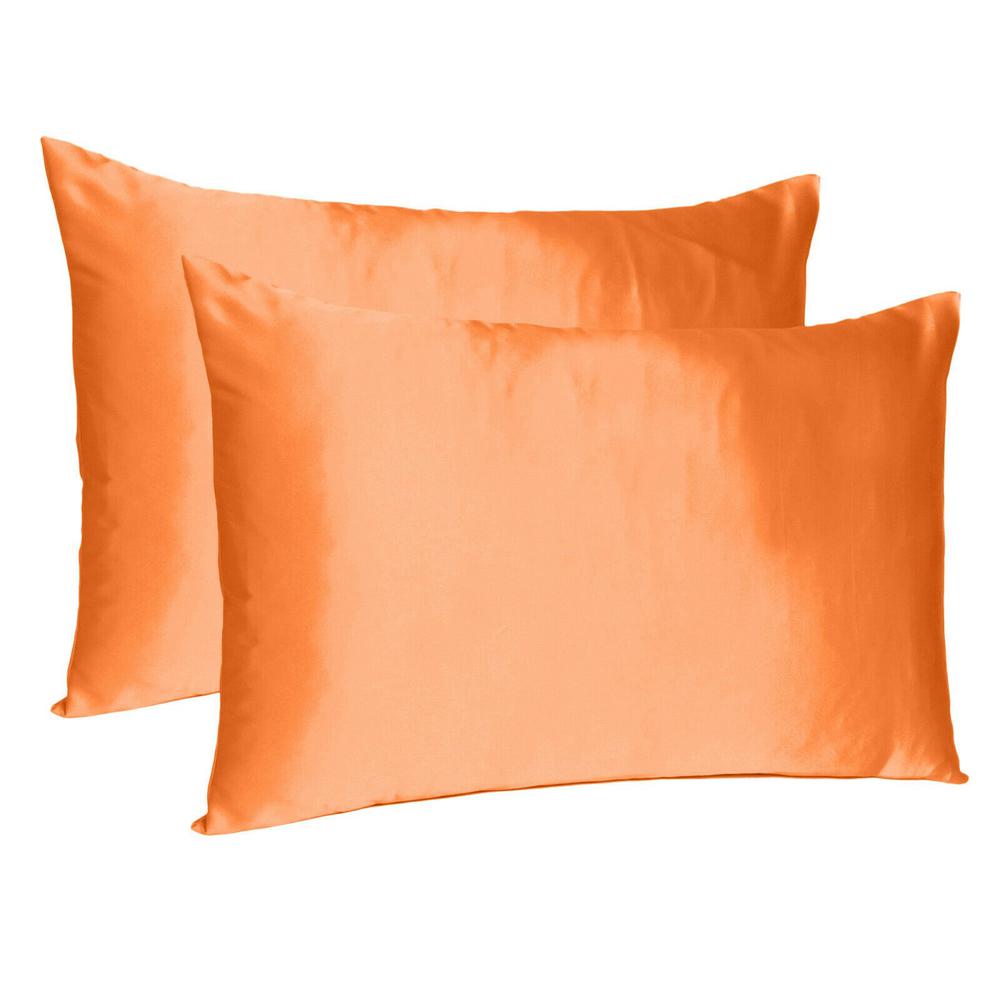 Orange Dreamy Set of 2 Silky Satin Queen Pillowcases - 387901. The main picture.