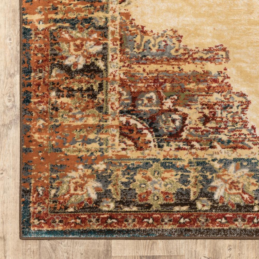 2’ x 8’ Gold and Orage Floral MedallionRunner Rug - 387918. Picture 2
