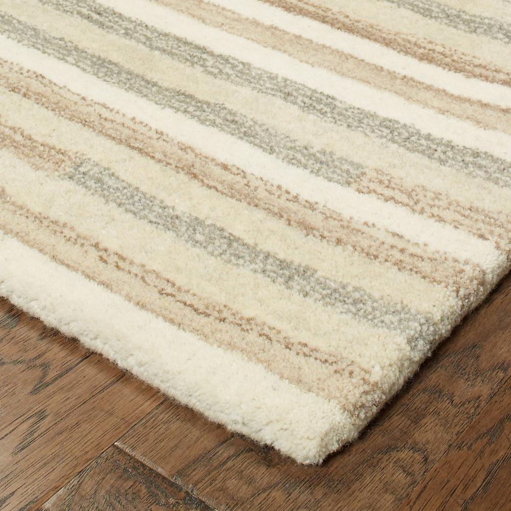 3’ x 8’ Beige and Gray Eclectic LinesRunner Rug - 387956. Picture 2