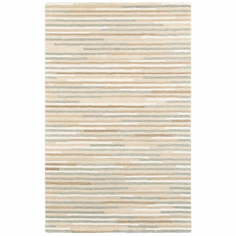 4’ x 6’ Beige and Gray Eclectic LinesArea Rug - 387957. Picture 1